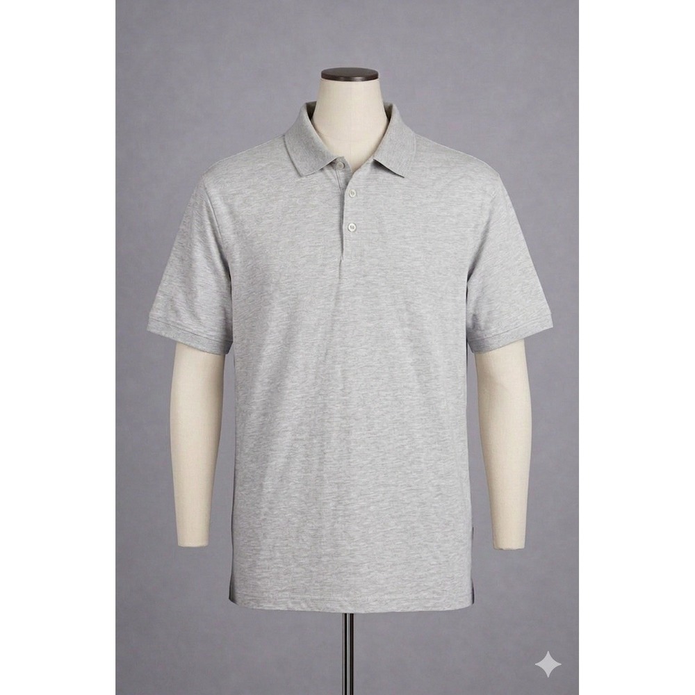 Nat Nast Luxury Polo Shirt Mens Large Gray Cotton Knit Short Sleeve Stretch Golf